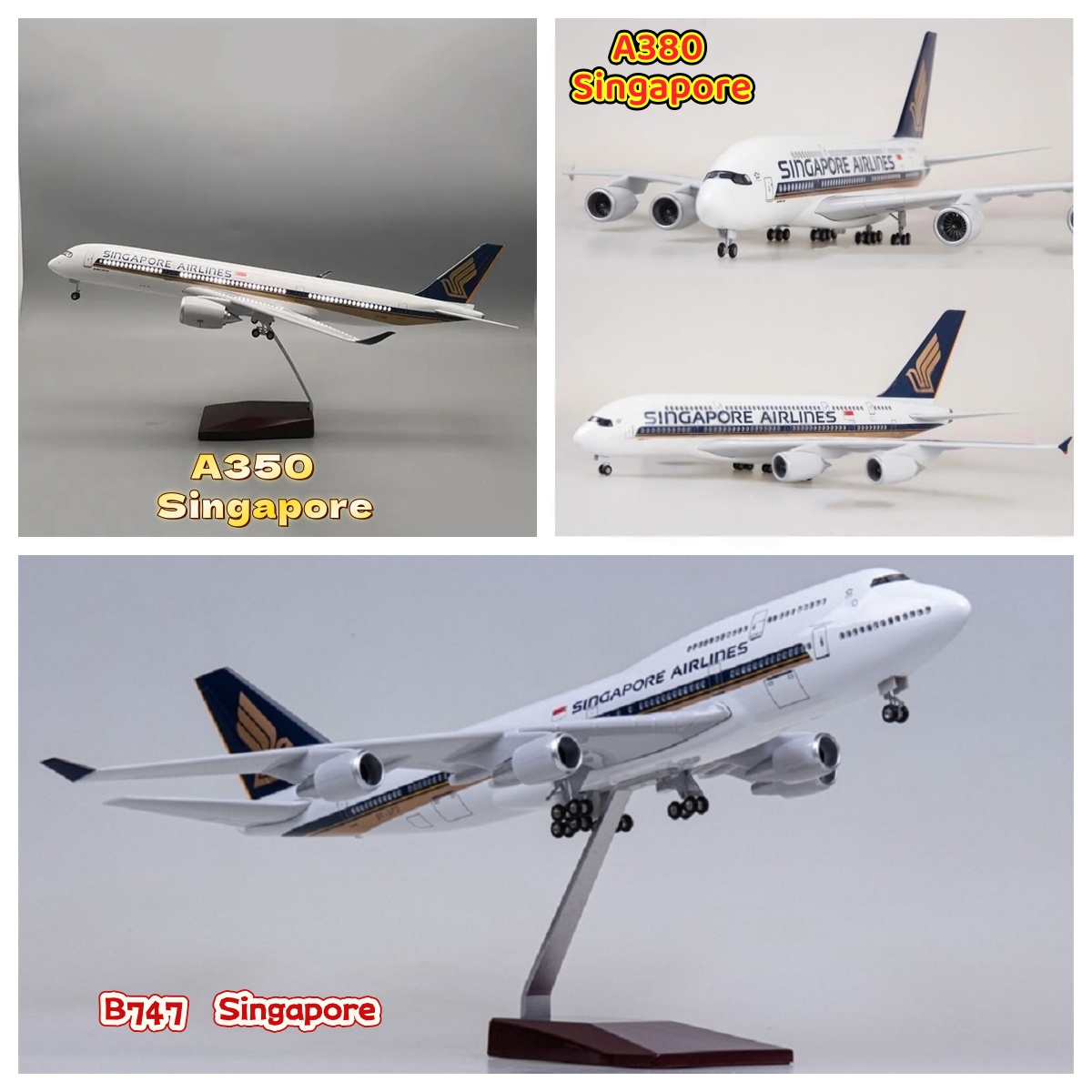Model Kit Singapore - Singapore Airways A350/A380/B747 масштабная игрушка самолета