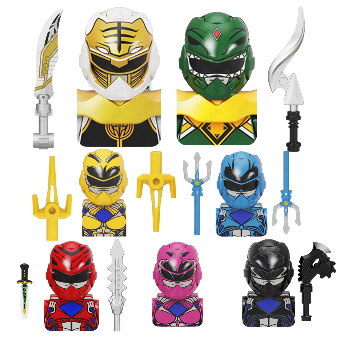 Model Kit Power Rangers - Мини-конструкторы Power Rangers: Красные, Желтые, Зеленые