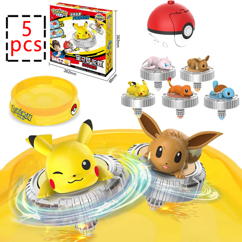 Model Kit Eevee - Набор из 5 вращающихся игрушек-волчков Покемон: