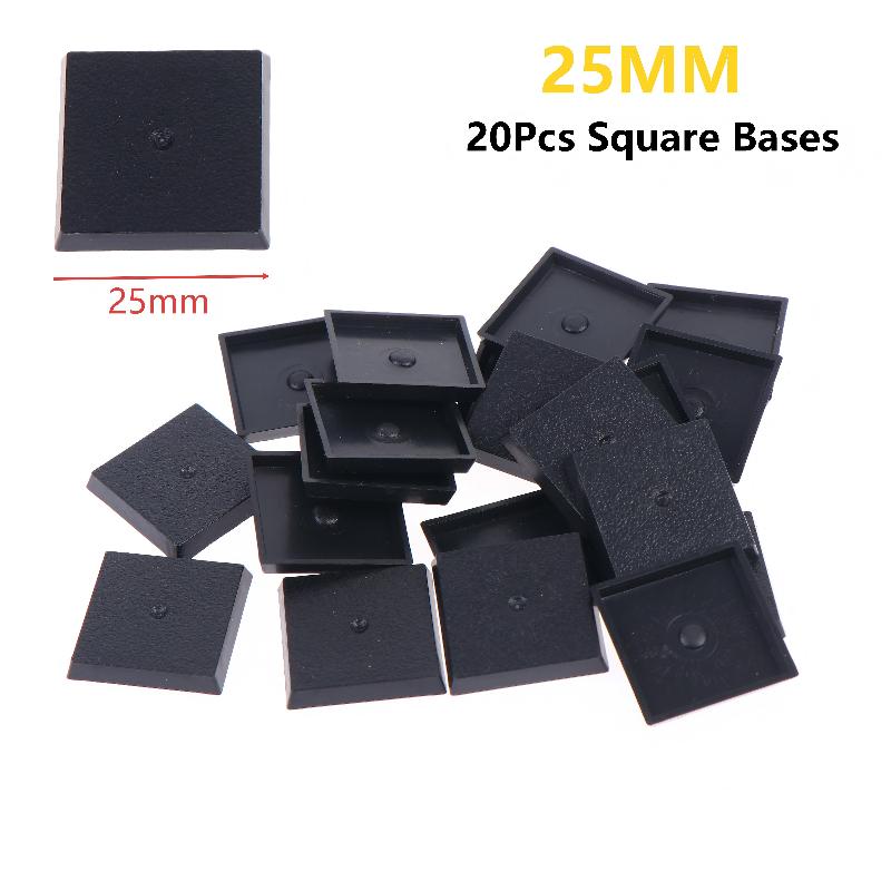 Model Figure Base - 20 шт. 25-мм квадратные черные пластиковые